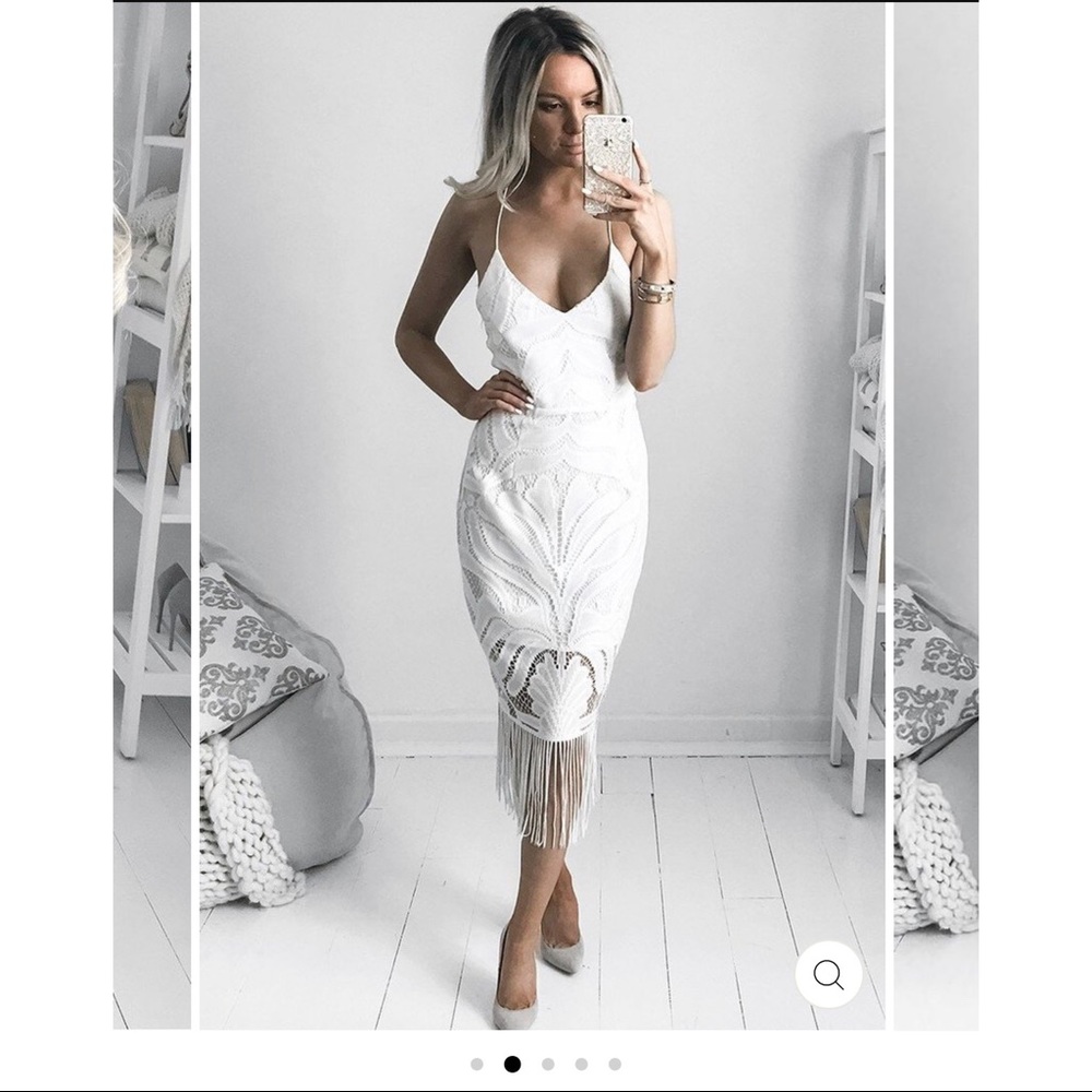 Two Sisters Lace White Fringe Dress
